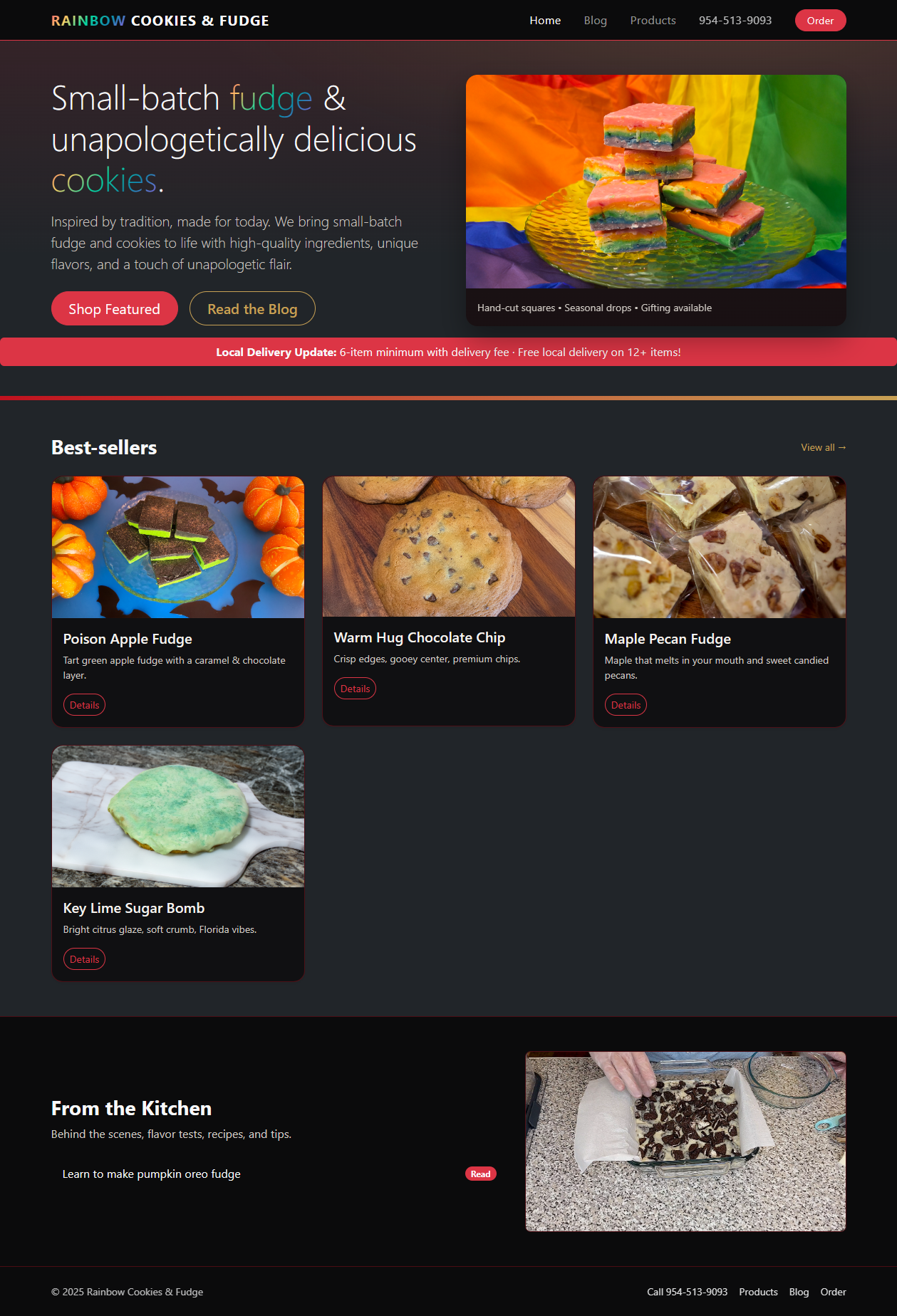 Rainbow Fudge Company — HTML/SCSS/JS